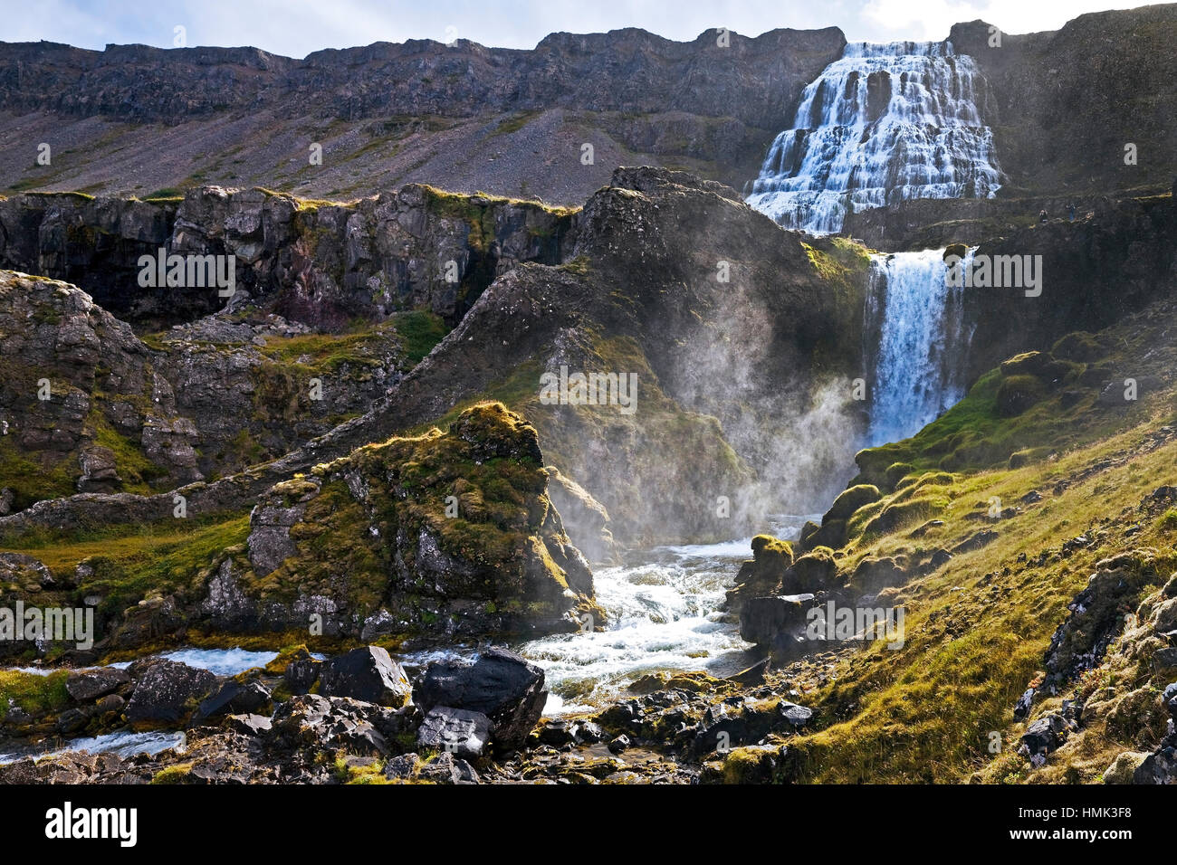 Cascade Dynjandi, Westfjords, Islande Banque D'Images