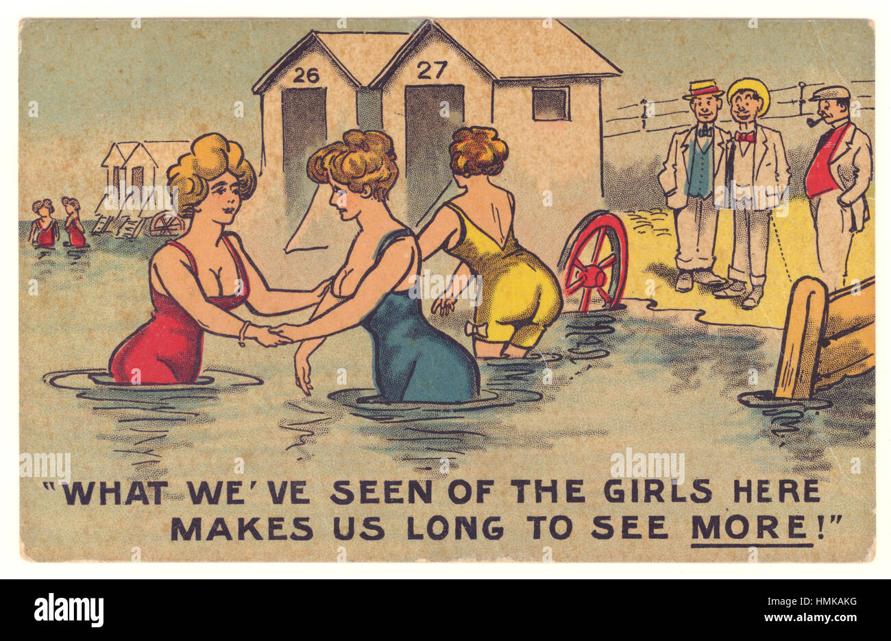 Edwardian station humoristique caricature carte postale, début des années 1900, les loisirs, au Royaume-Uni. Banque D'Images