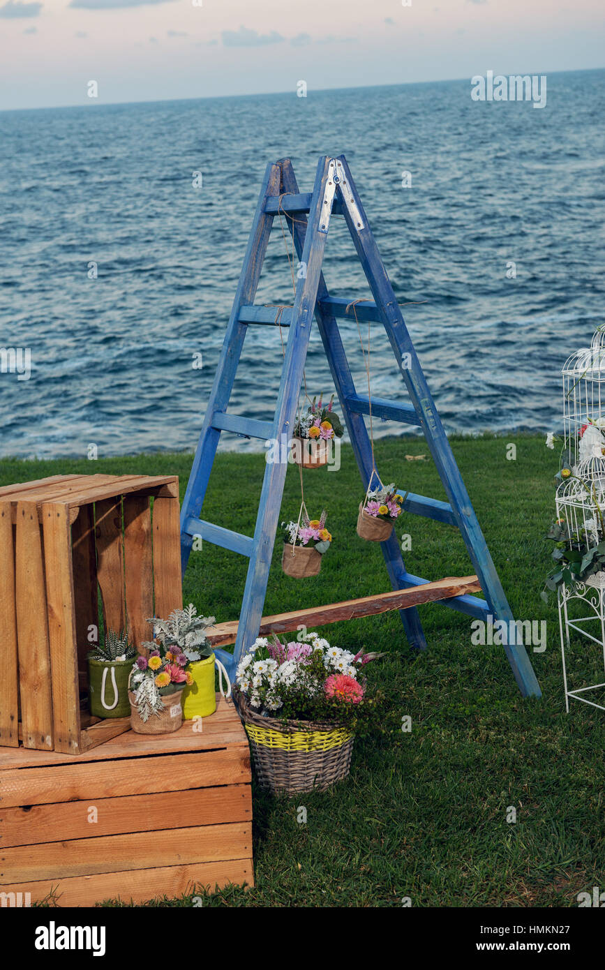 Détails de Mariage de plage en face de la mer Banque D'Images