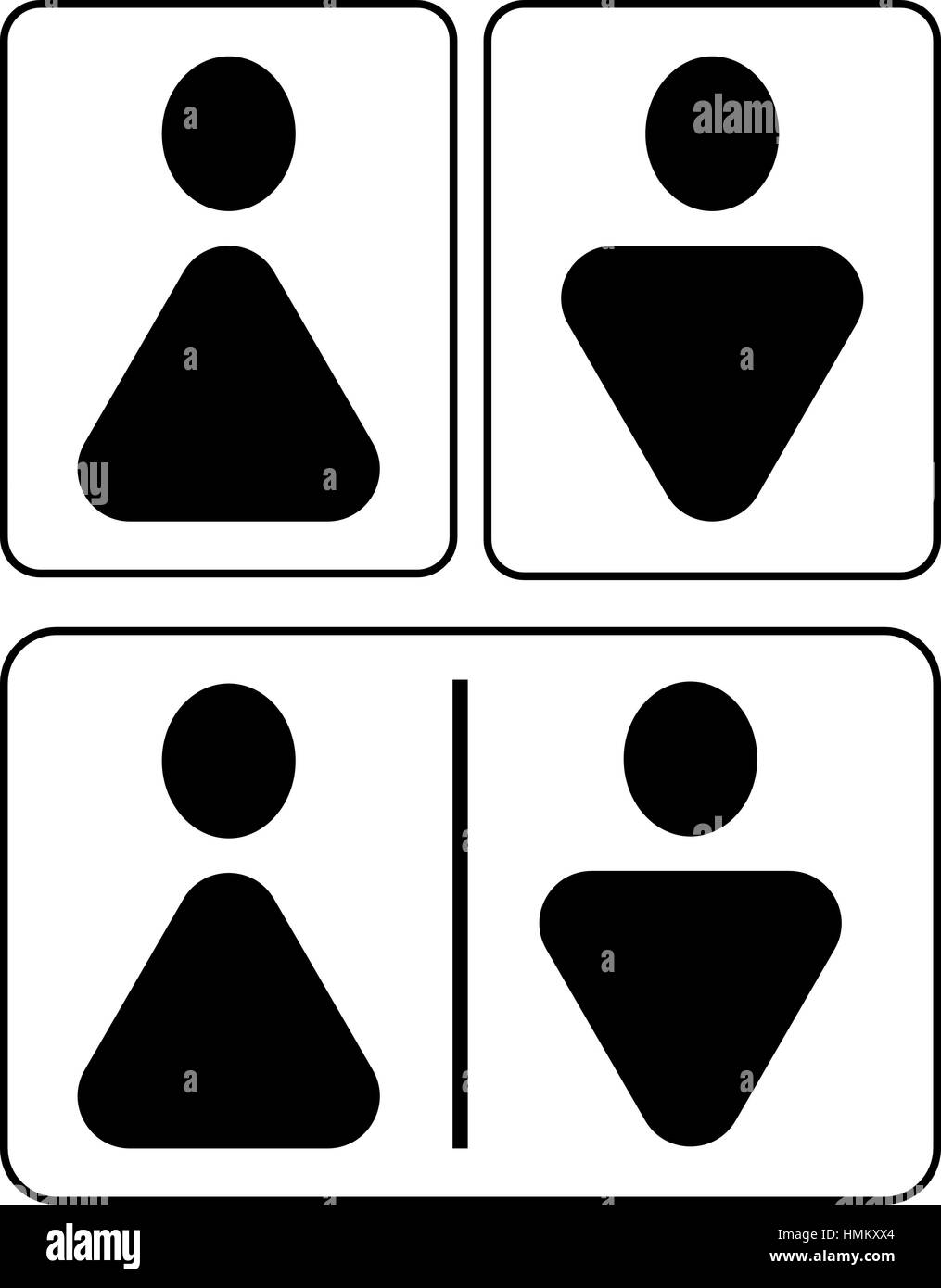 Abstraite noir et blanc mesdames et messieurs restroom sign Illustration de Vecteur