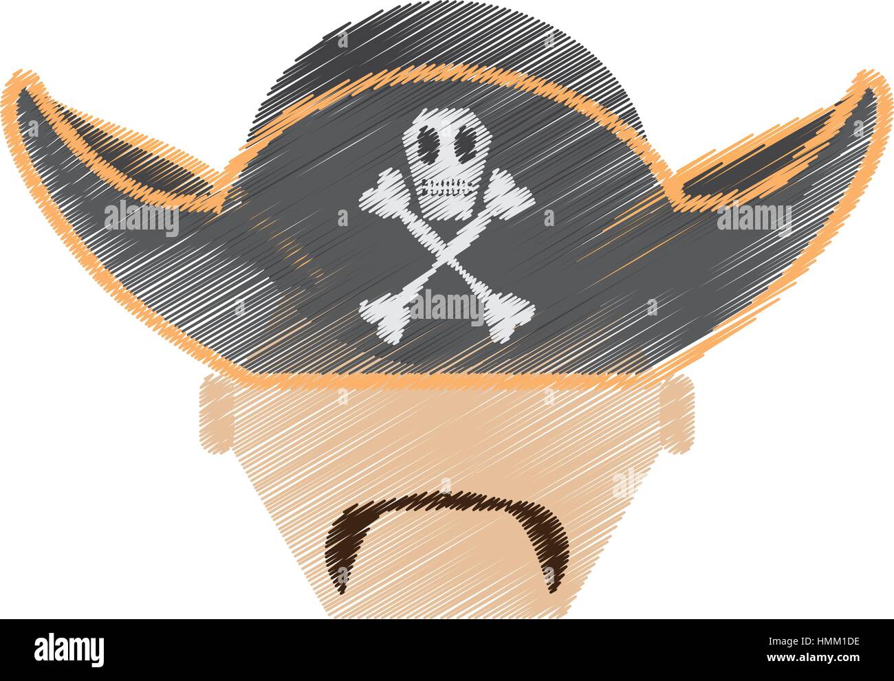 Pirate dessin visage barbe chapeau avec os du crâne illustration vecteur  eps 10 Image Vectorielle Stock - Alamy