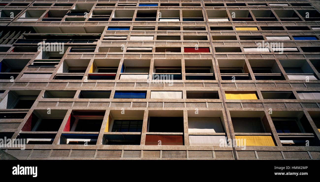 Unite d'Habitation à Marseille en Provence en France. Bâtiment brutaliste par Le Corbusier Banque D'Images