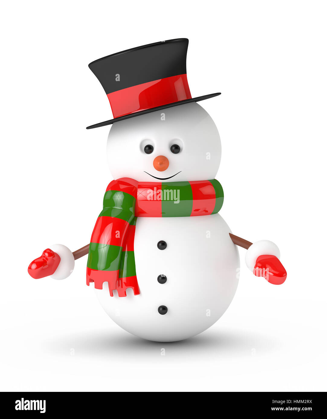 Le rendu 3D de snowman isolated over white background Banque D'Images