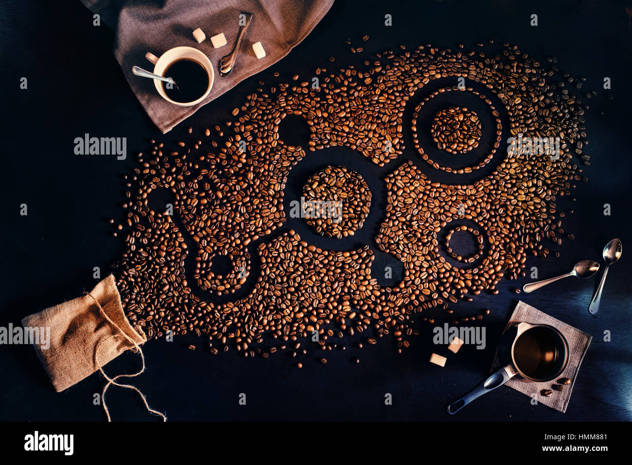 Bonbons dans l'espace : Cercles de récolte de café Banque D'Images