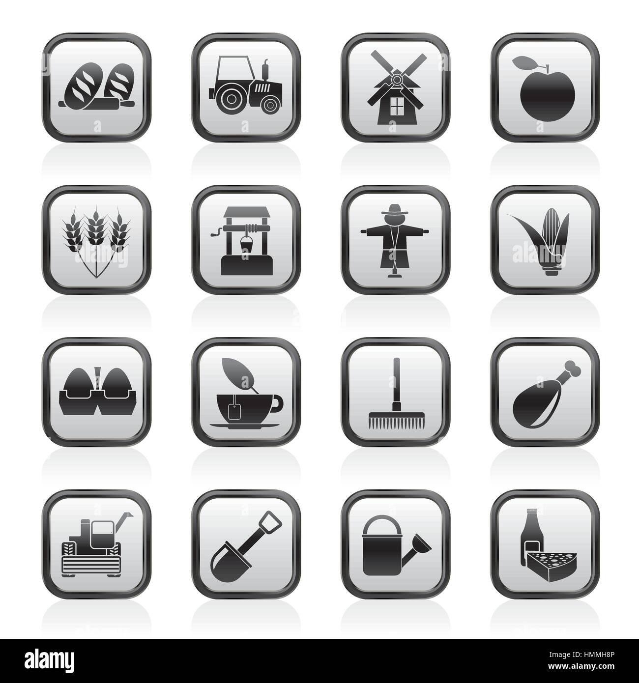 Les icônes de l'agriculture et l'élevage Illustration de Vecteur