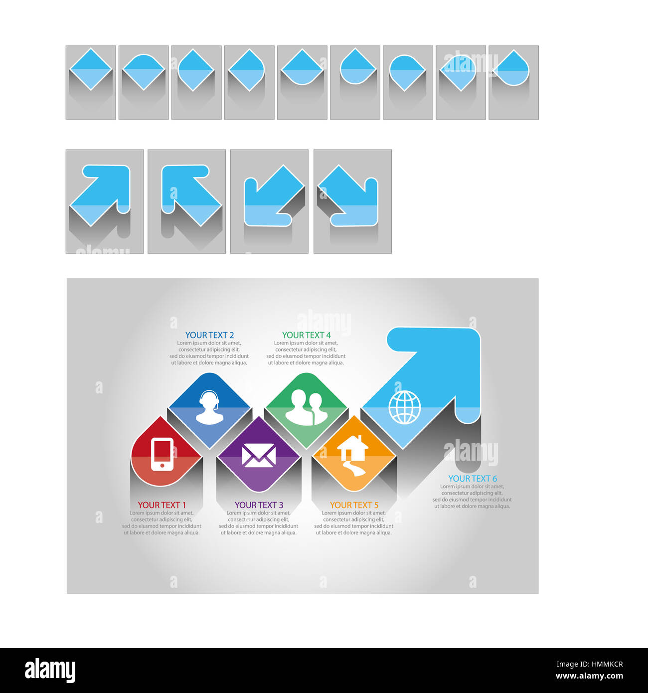 Créer de belles infographies en utilisant le vecteur des infographies sur boîte de construction de cet ensemble. Formes et couleurs de la moissonneuse-batteuse,texte. Banque D'Images