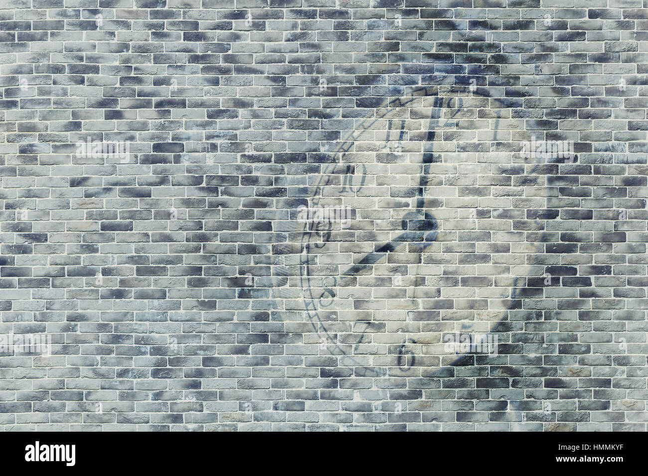 Peinture sur mur de brique de l'horloge, le temps de la mémoire pour toujours. Banque D'Images