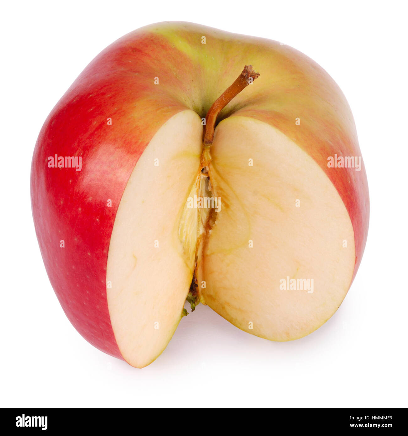 Pomme Rouge isolé sur blanc. Chemin de détourage inclus. Banque D'Images