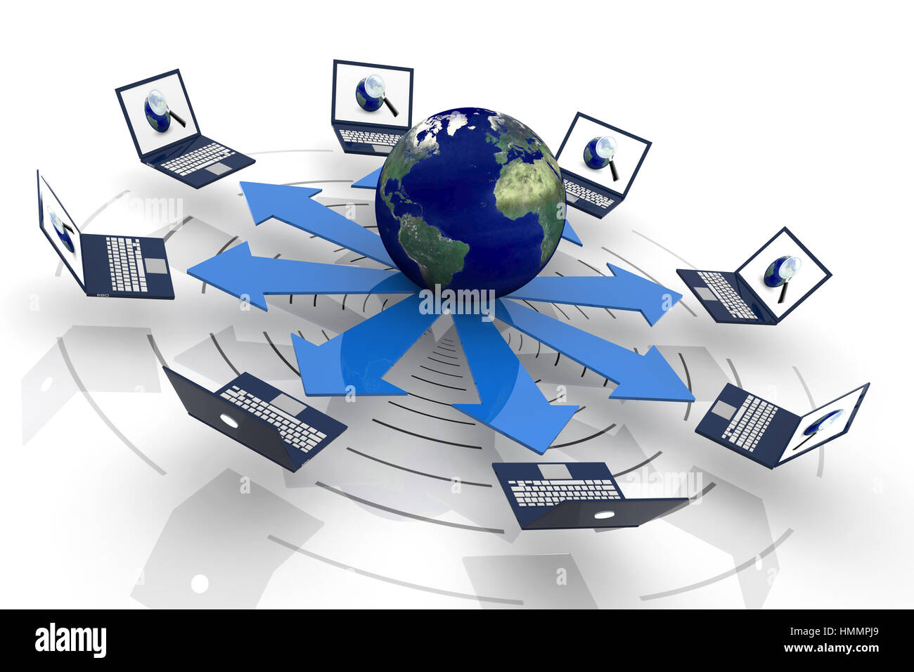 Ordinateur portable connecté au Web Banque D'Images