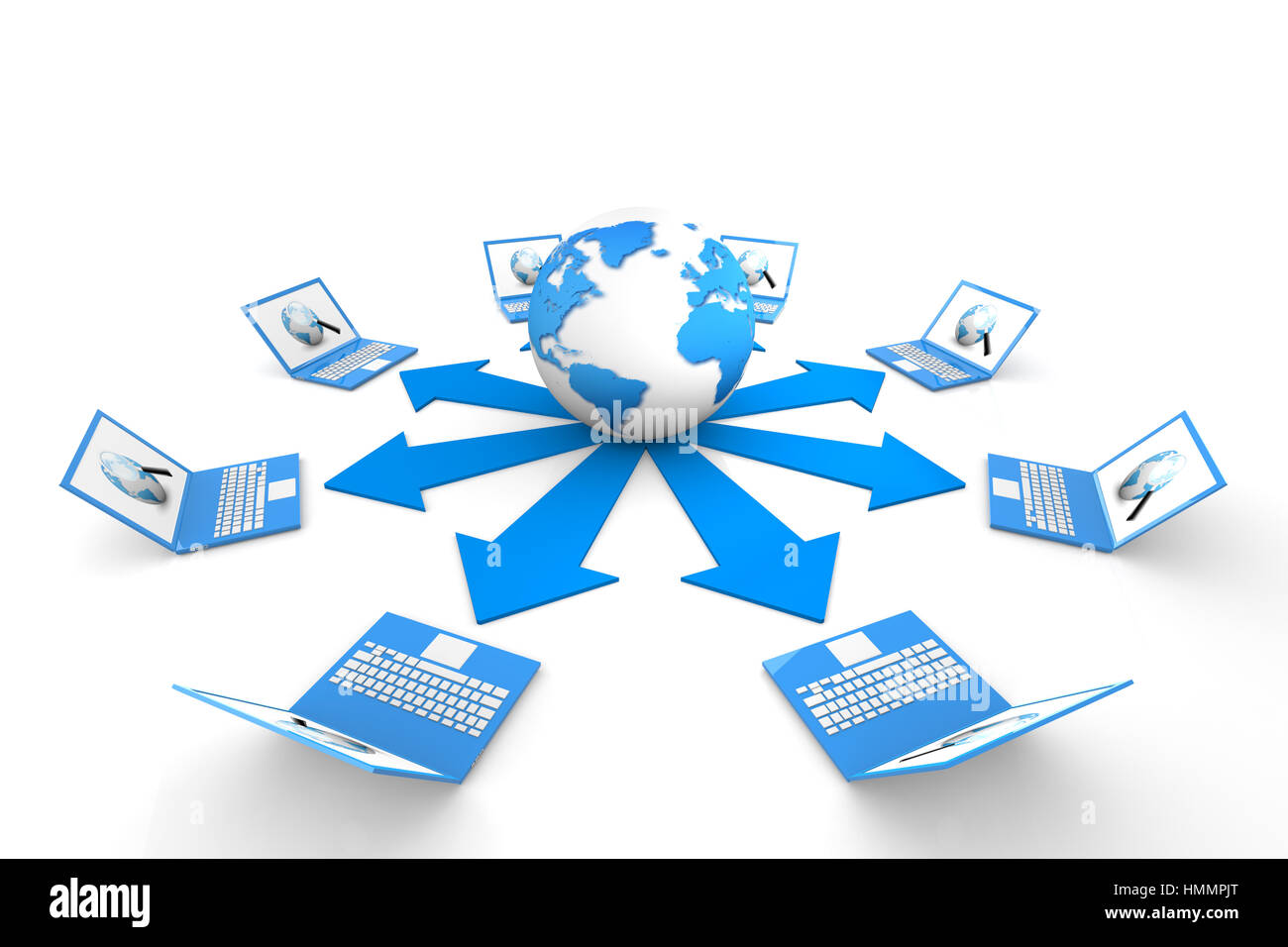 Ordinateur portable connecté au Web Banque D'Images