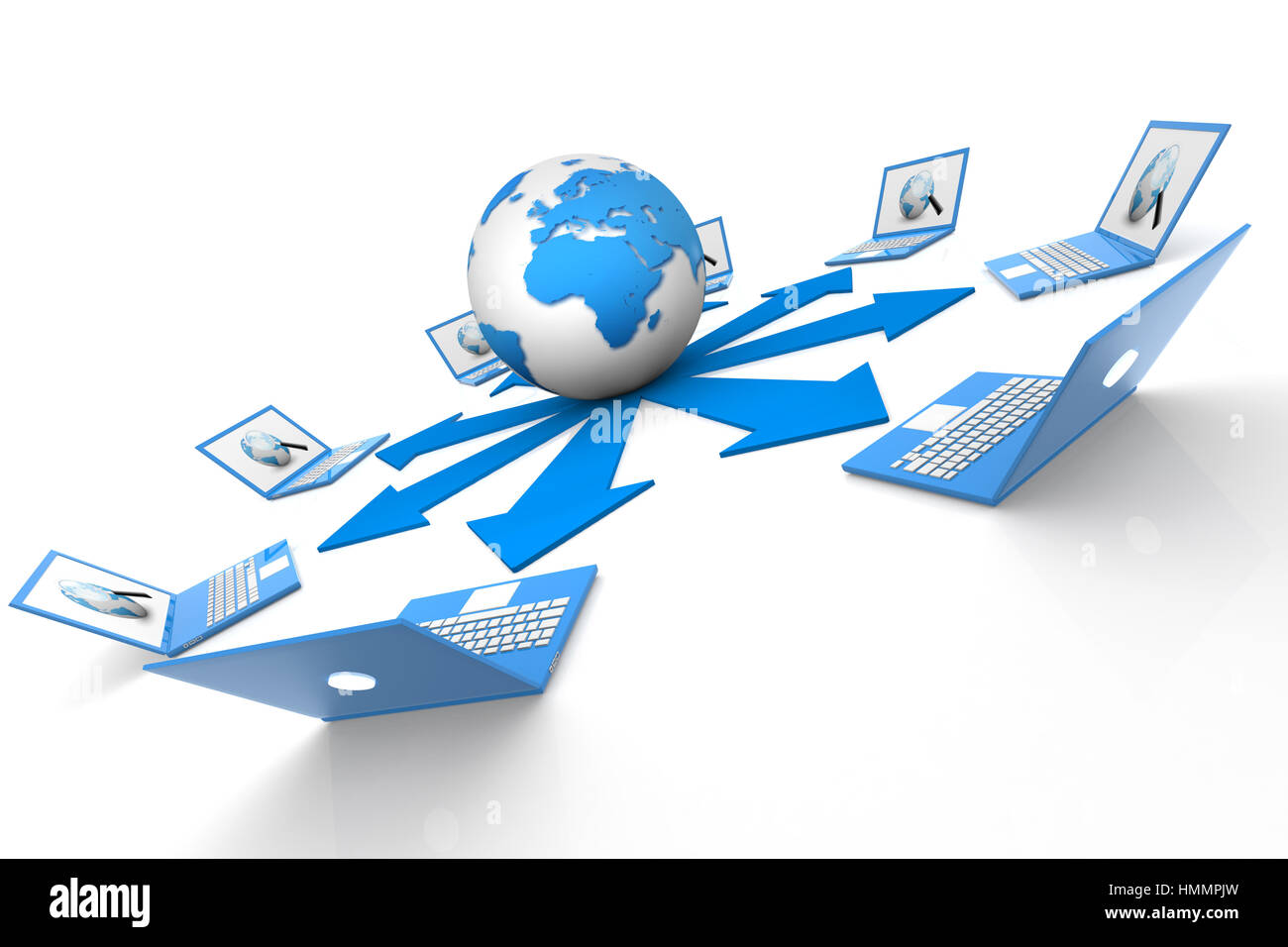 Ordinateur portable connecté au Web Banque D'Images