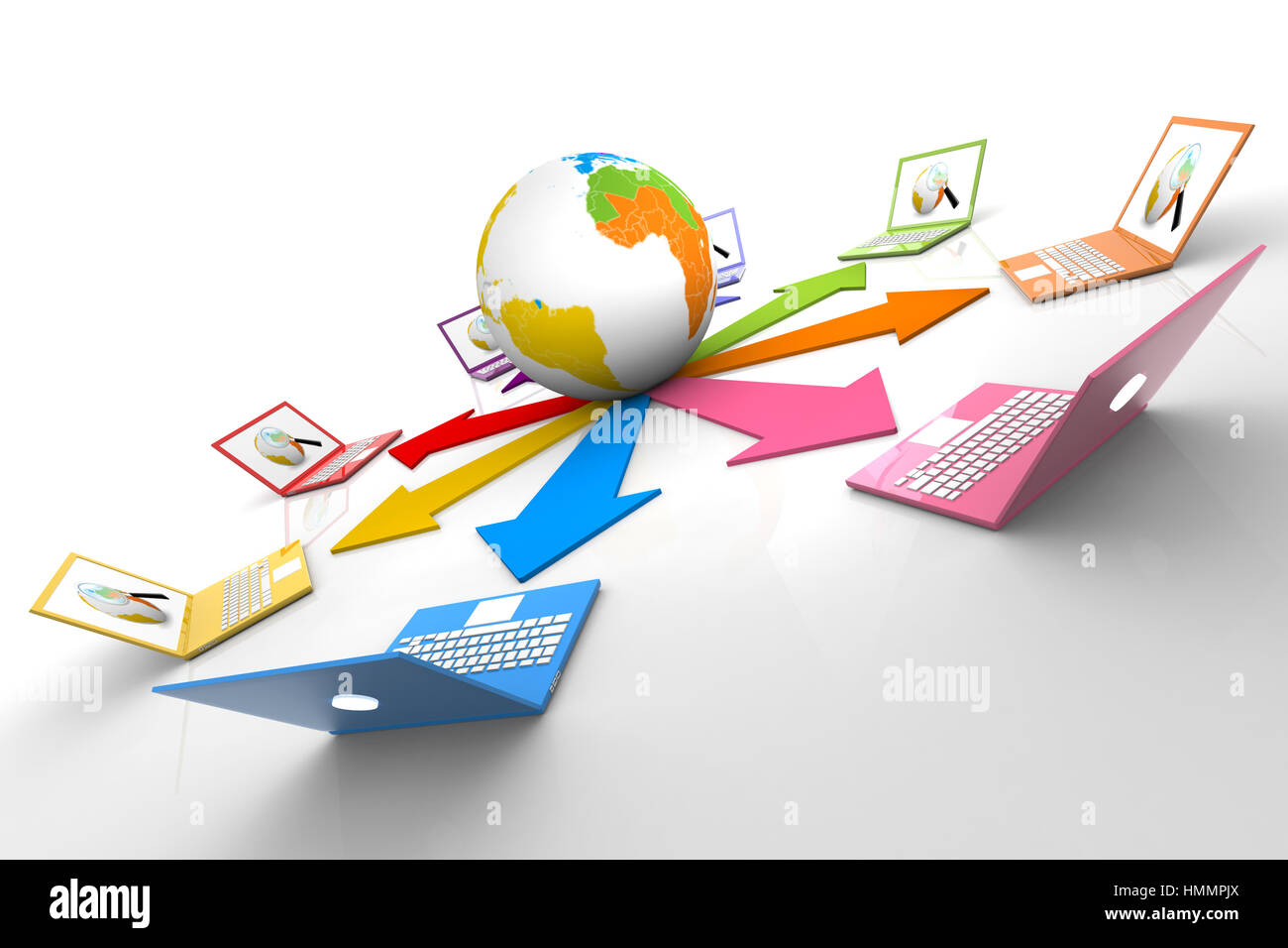 Ordinateur portable connecté au Web Banque D'Images