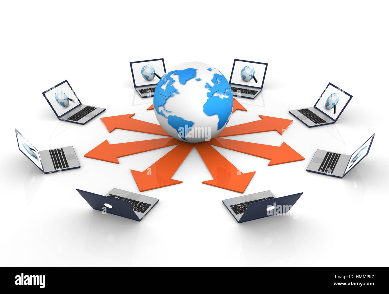 Ordinateur portable connecté au Web Banque D'Images