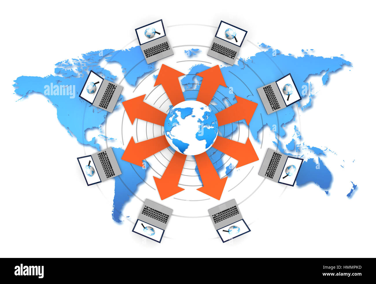 Ordinateur portable connecté au Web Banque D'Images