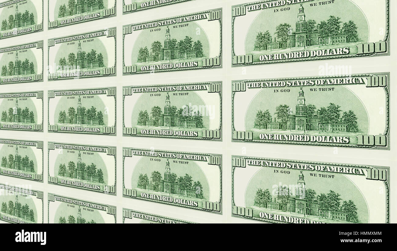 Verso de 100 dollar bills vue 3D Banque D'Images