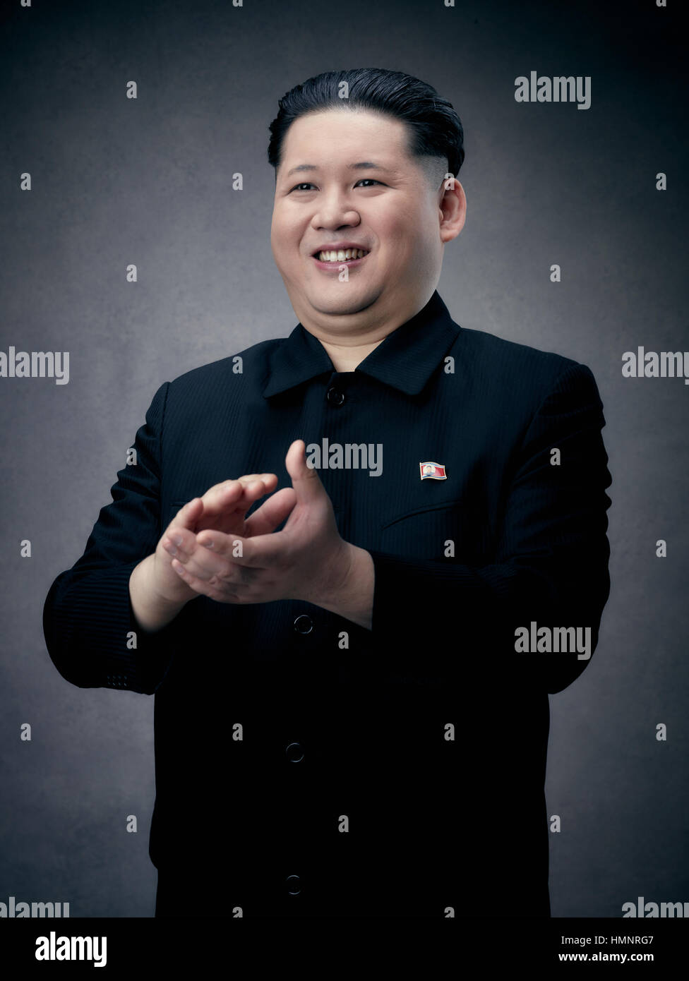 La Corée du Nord Kim Jong-Un sosie lors de sa visite à Hong Kong. Il est le premier ministre et plus connu Kim Jong-Un sosie dans le monde. Banque D'Images