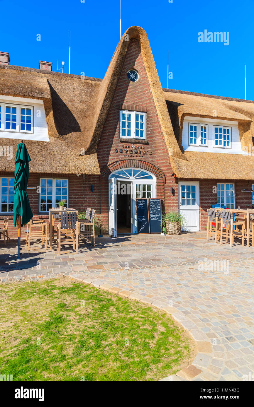 L'île de Sylt, ALLEMAGNE - SEP 9, 2016 : entrée de restaurant près de Monsur falaise, l'île de Sylt, Allemagne. Banque D'Images