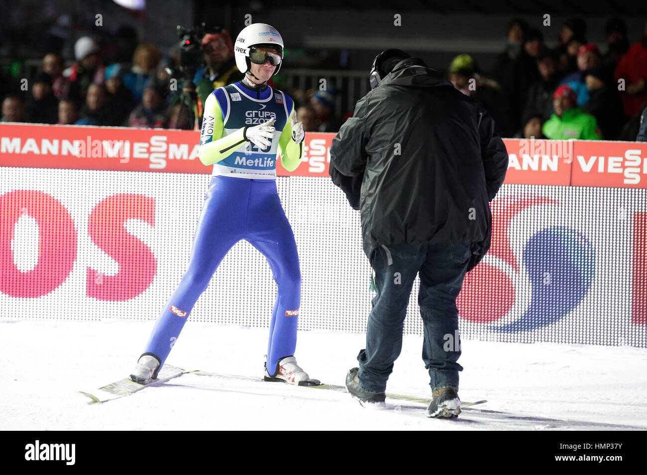 ZAKOPANE, Pologne - 24 janvier 2016 : FIS Coupe du monde de saut à ski à Zakopane o/p MANUEL POPPINGER AUT Banque D'Images