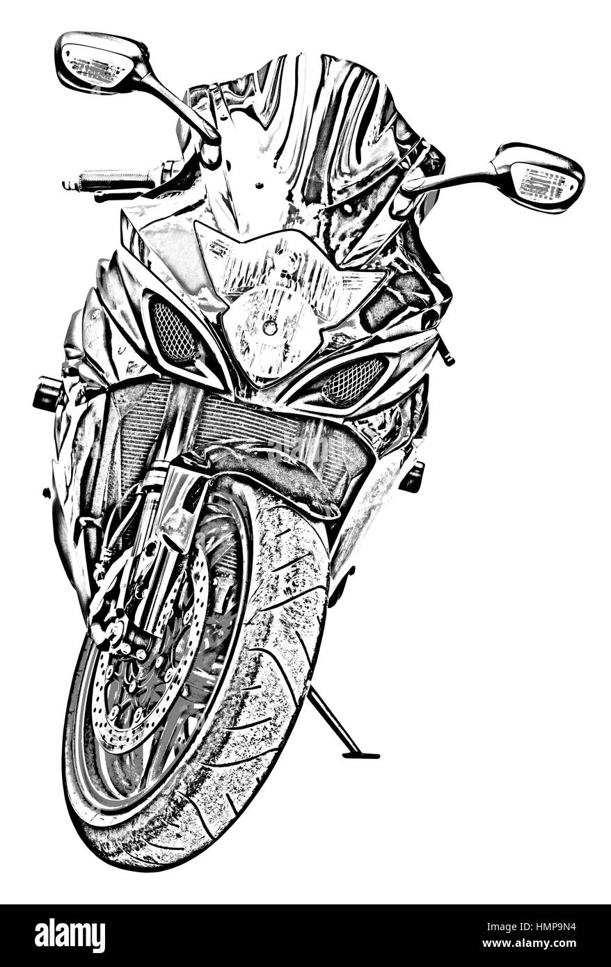 Dessin de moto on white Photo Stock - Alamy