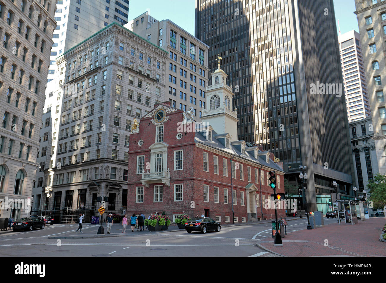 L'Old State House, site de la Massacre de Boston, Boston, Massachusetts, United States. Banque D'Images