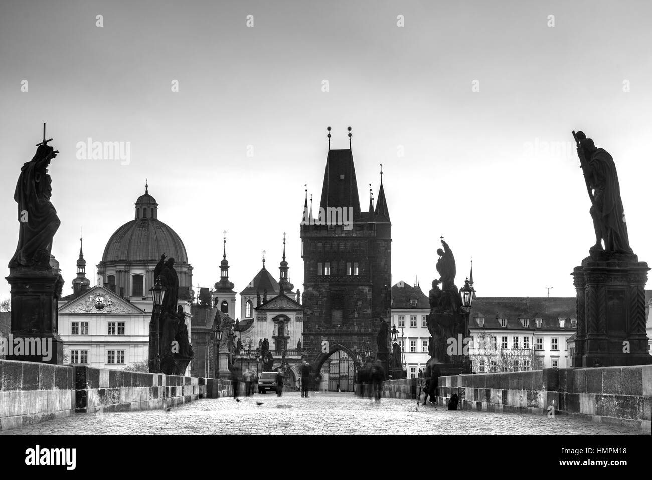 Prague, le Pont Charles et Townl. République tchèque Banque D'Images