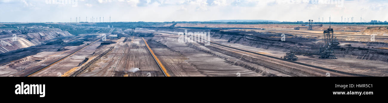 GARZWEILER, ALLEMAGNE - Septembre 01, 2016:Panorana hyperréalistes de charbon brun sur le terrain d'exploitation à ciel ouvert Banque D'Images