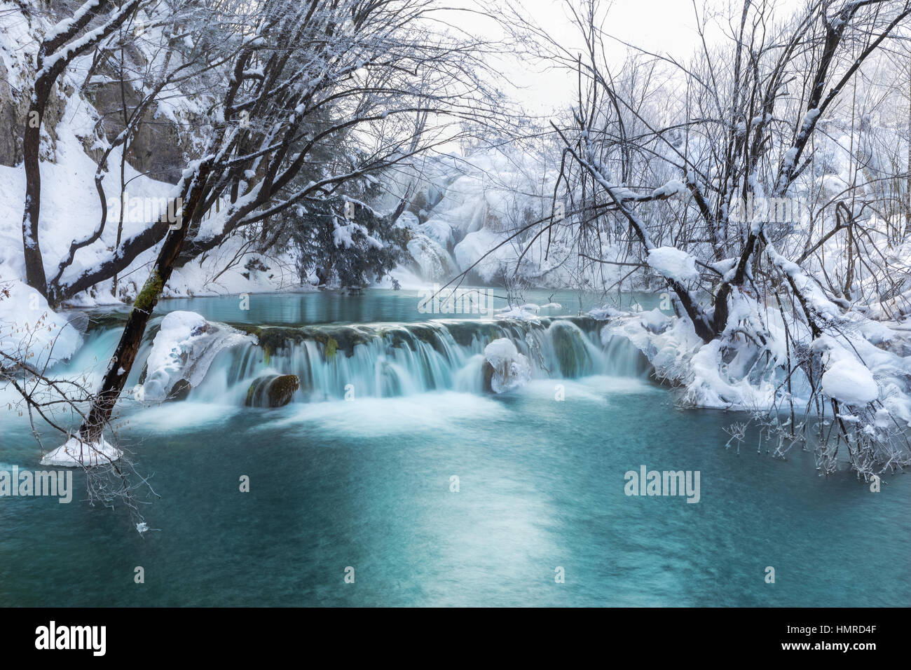 En hiver, les lacs de Plitvice, Croatie, Europe Banque D'Images