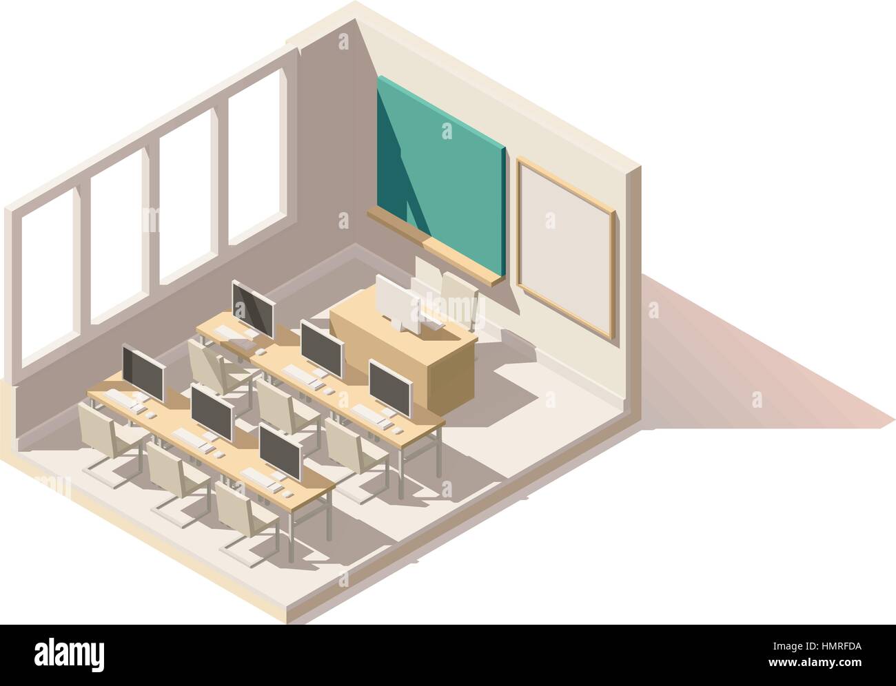 Vector classe informatique poly faible isométrique Illustration de Vecteur