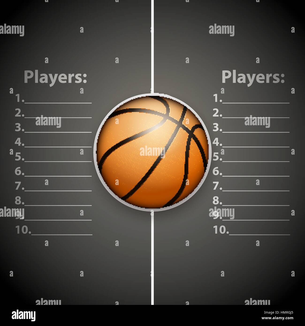 Modèle d'Affiche la liste des joueurs avec le Basket Ball. Tournoi de la  coupe et de la publicité. Annonce d'événement sportif. Vector Illustration  Image Vectorielle Stock - Alamy