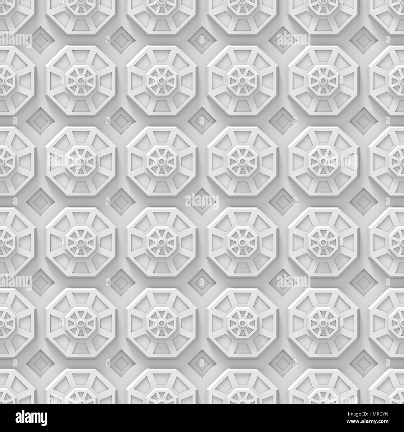 Arrière-plan blanc tech avec des formes en fonction de l'octogone (seamless texture) Banque D'Images