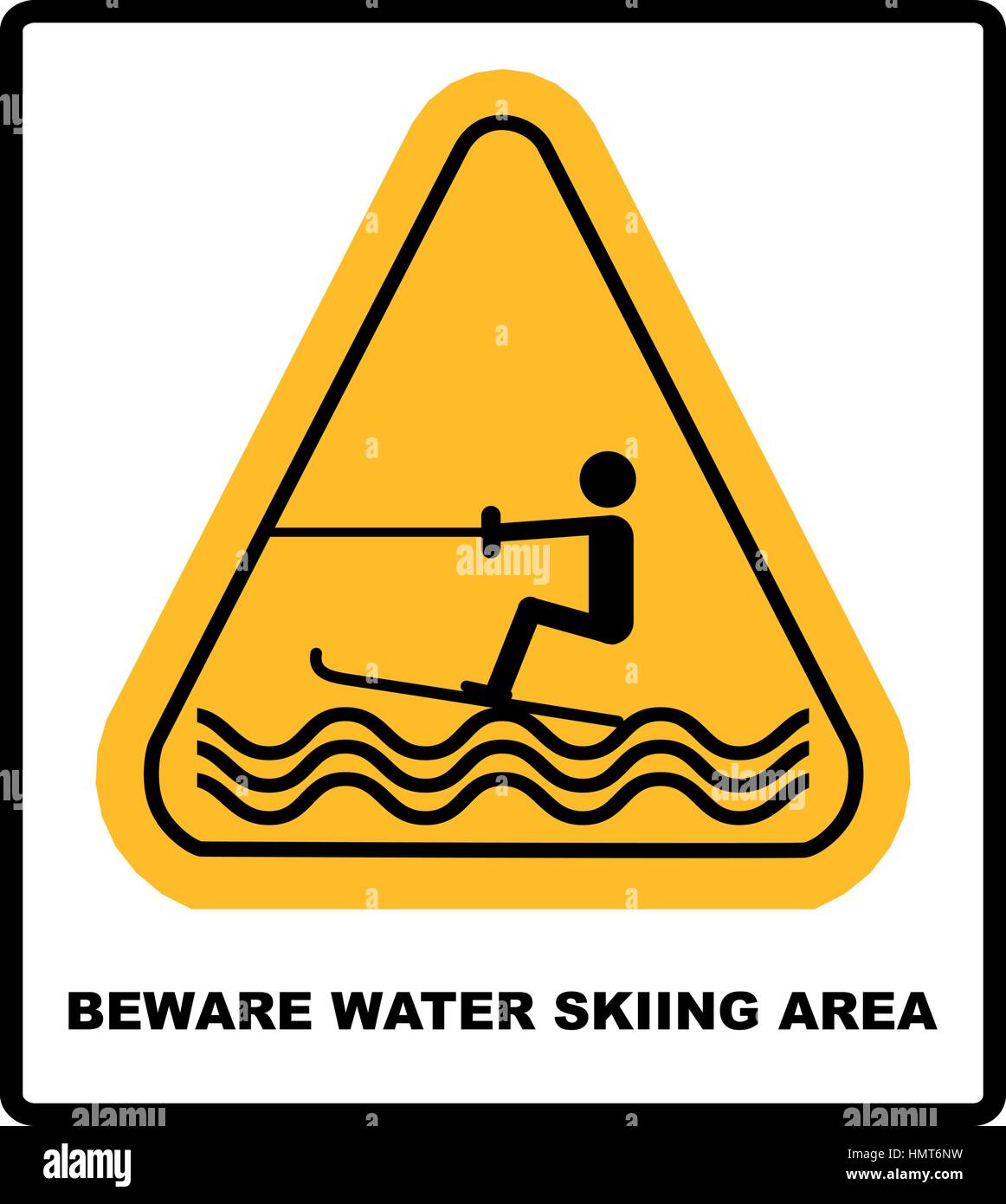 Méfiez-vous du ski nautique. Panneau d'avertissement dans triangle ...