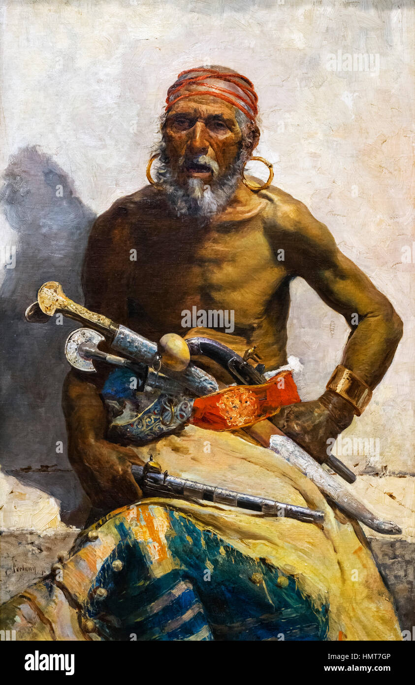 Chef arabe par Mariano Fortuny (1838-1874), huile sur toile, 1874 Banque D'Images