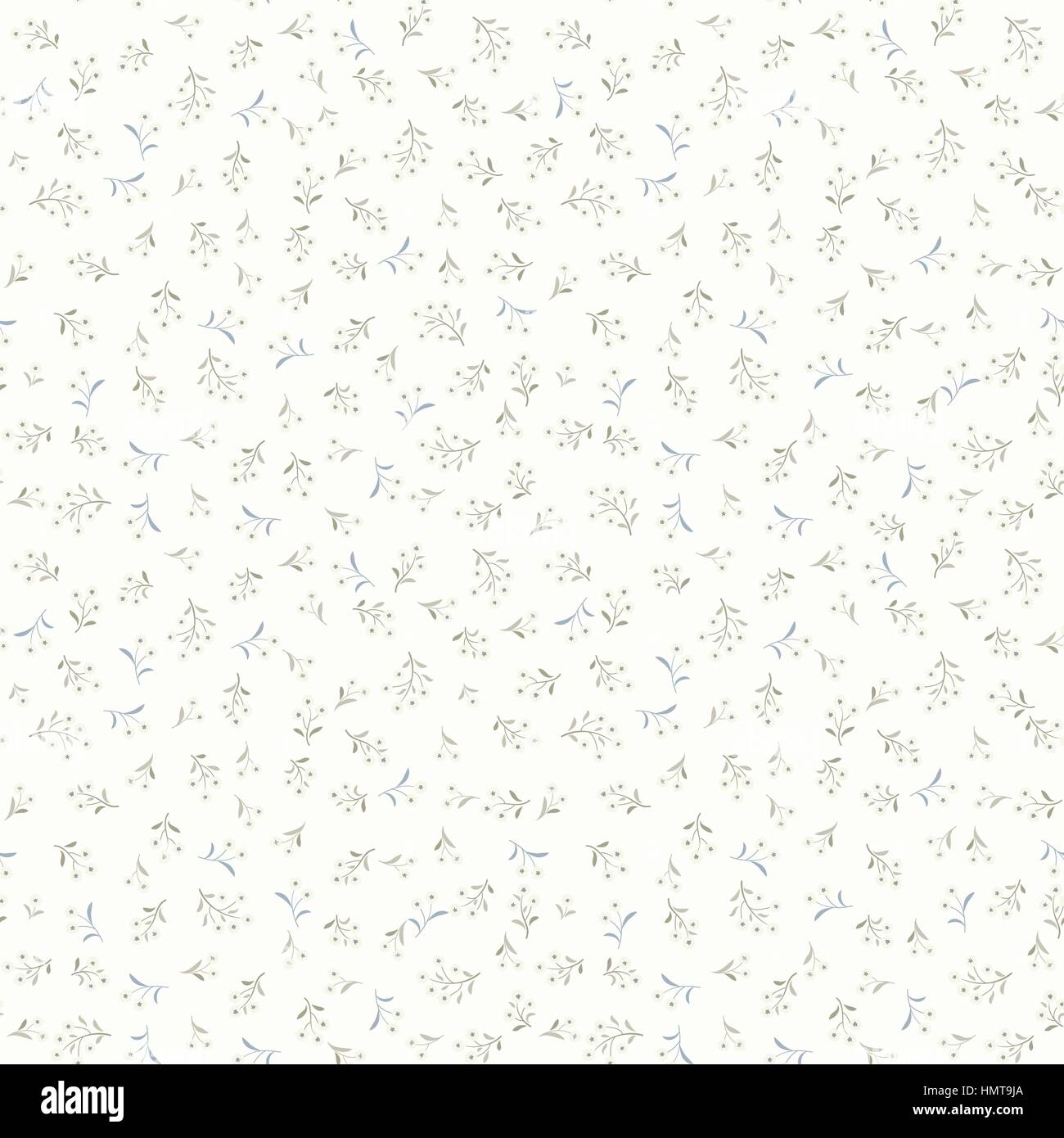 Blanc avec motif floral feuilles et fleurs d'ornement. Direction générale de l'herbe seamless background. nature plante printemps ornament Illustration de Vecteur