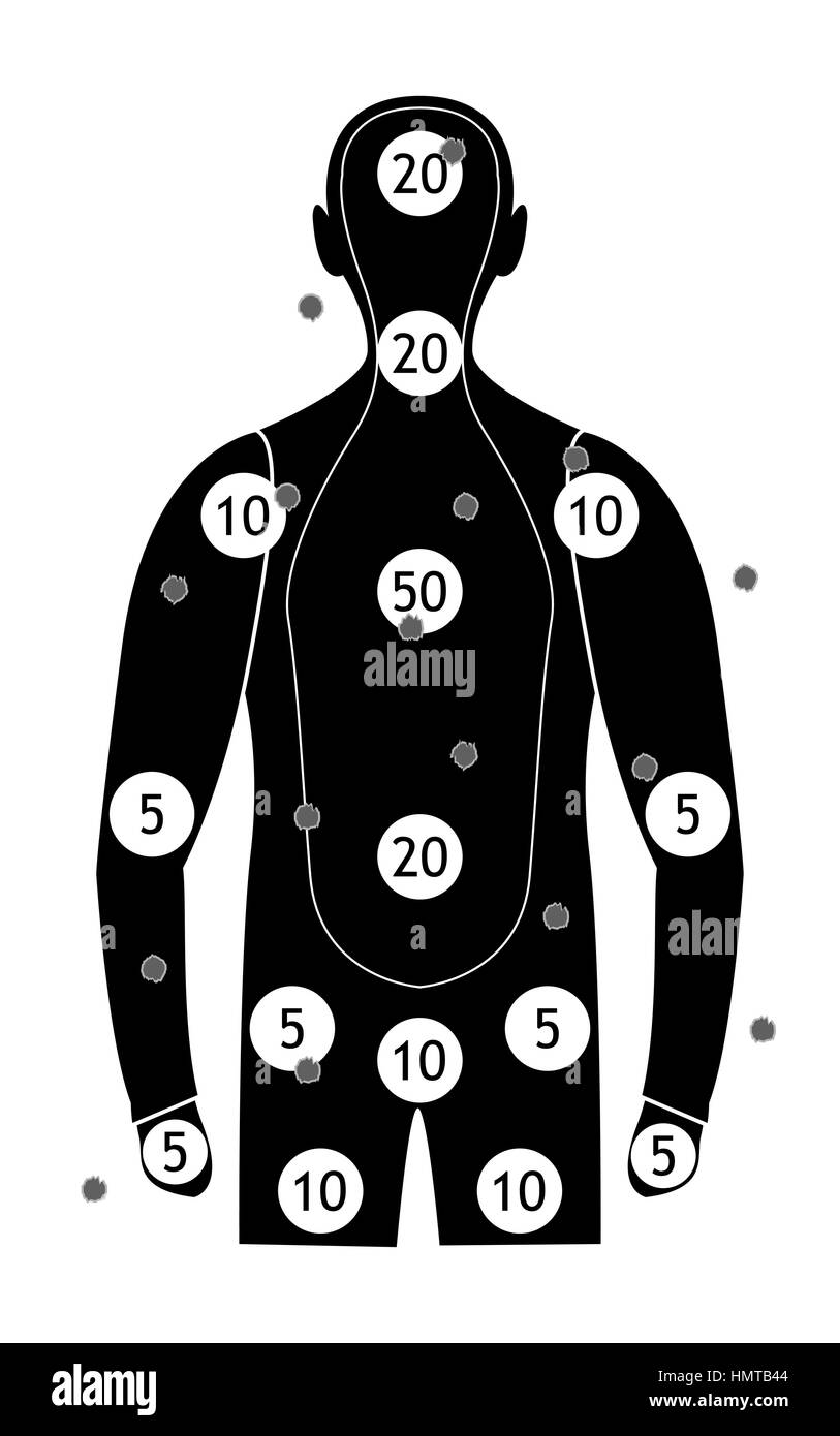Le tir au pistolet à silhouette humaine cibles papier vector Illustration de Vecteur