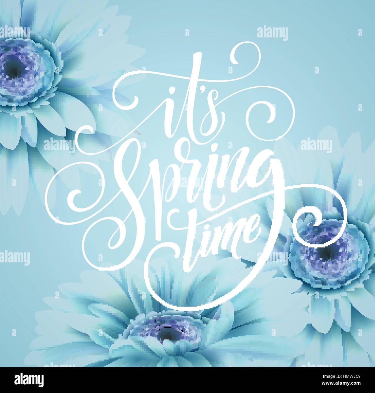 Gerbera Flower Background et au printemps le lettrage. Vector Illustration Illustration de Vecteur