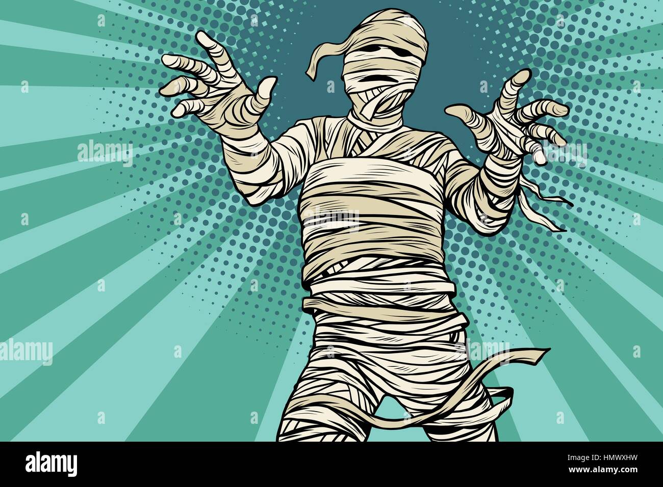 Vintage momie égyptienne du film d'horreur et d'Halloween Illustration de Vecteur