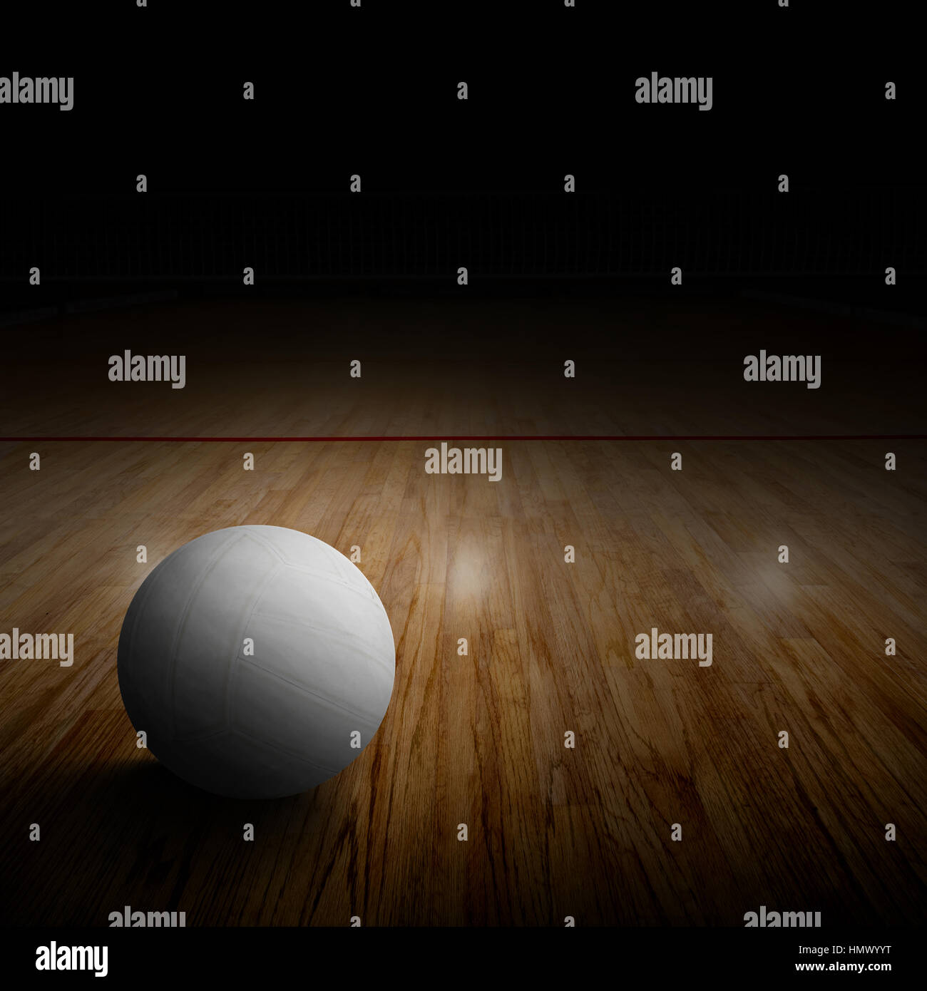 Volley-ball sur cour avec effet d'éclairage spot spécial et la copie de l'espace. Banque D'Images