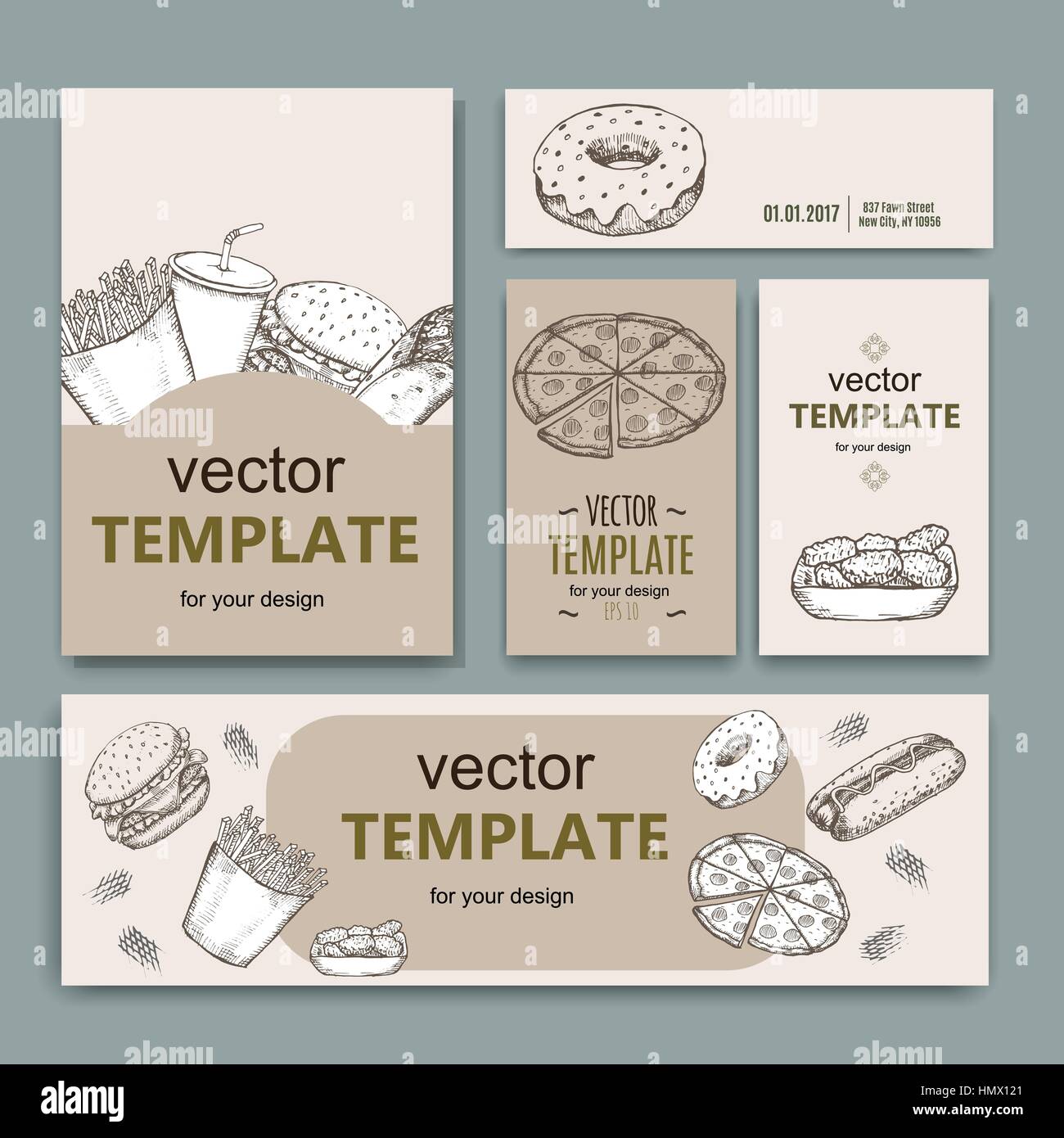 Restauration rapide menu design template hand drawn vector Illustration de Vecteur