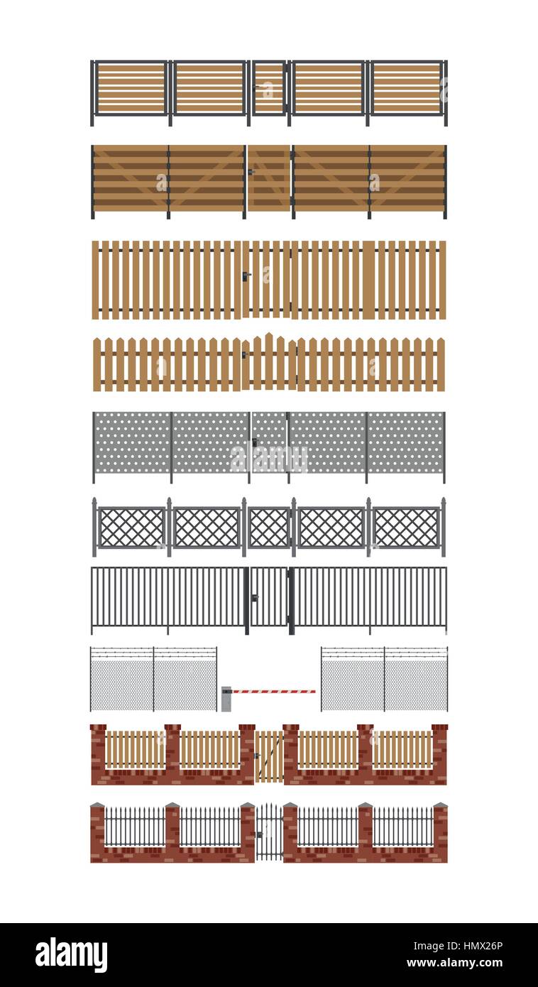 Clôtures et barrières. Illustration de Vecteur