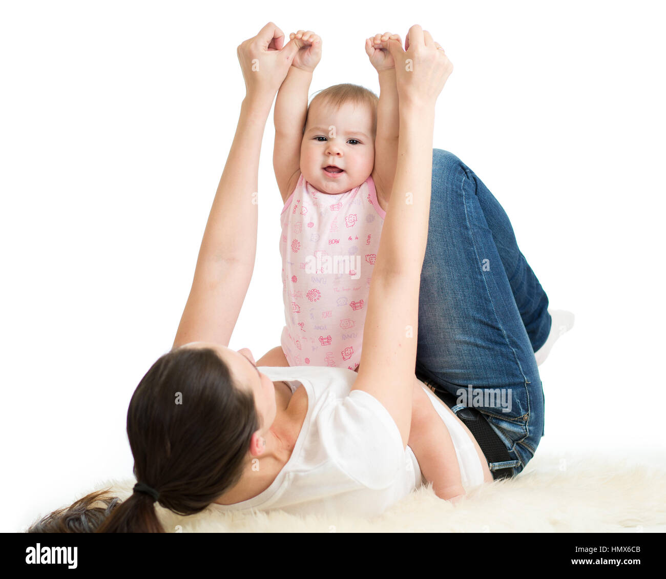La mère et l'enfant la gymnastique, les exercices de yoga Banque D'Images