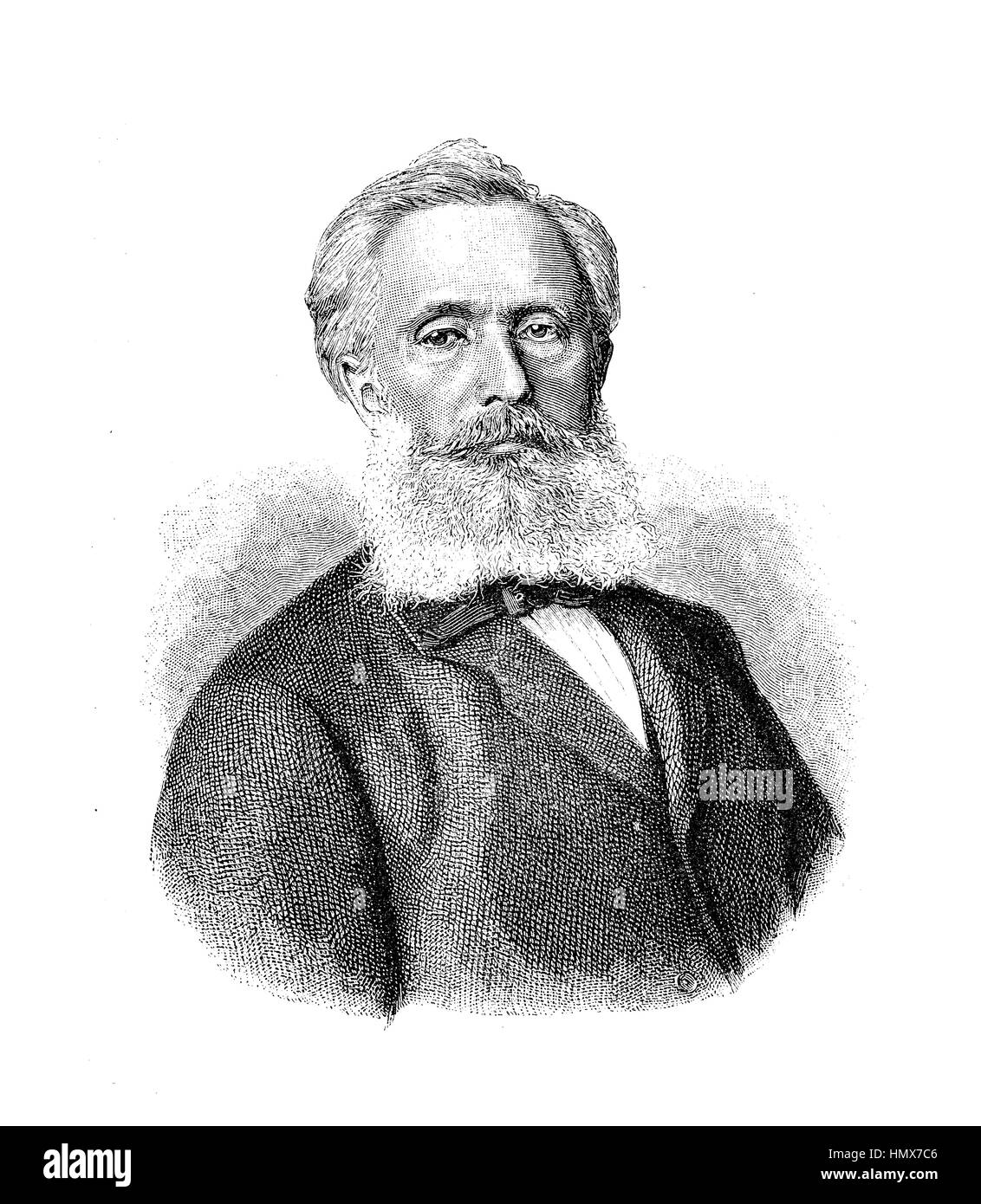Friedrich Siemens, l'inventeur allemand dans la chaleur technologie appliquée à la fabrication du verre et d'un crématorium, également connu pour la lampe en verre régénératrice avec son nom. Banque D'Images
