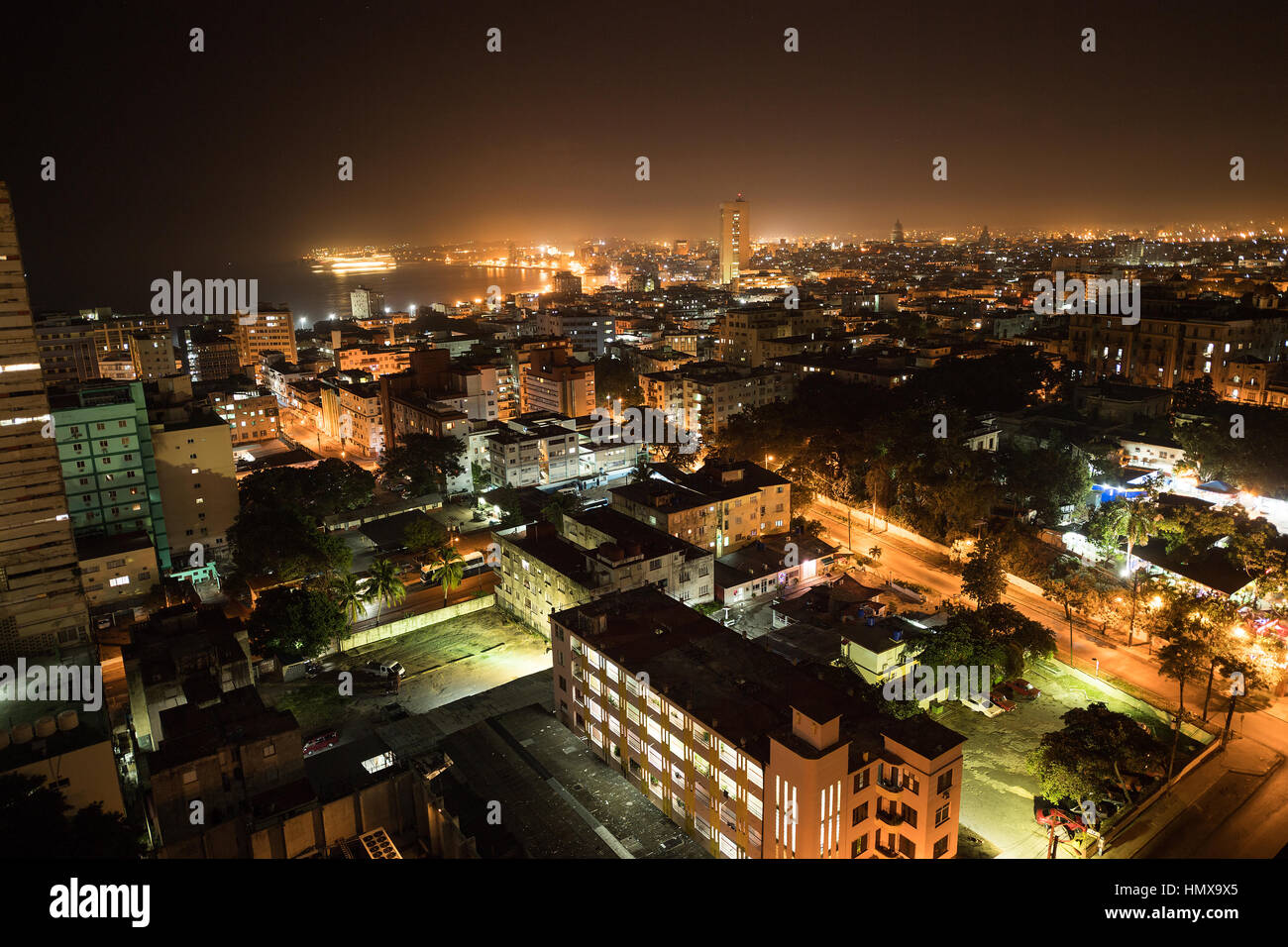 La nuit à la Havane, Cuba Banque D'Images