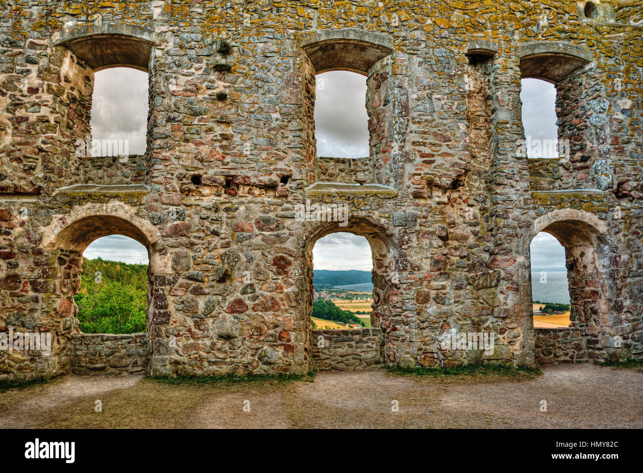 Juillet 2016, ruines de château Brahehus près de Gränna (Suède), HDR-technique Banque D'Images