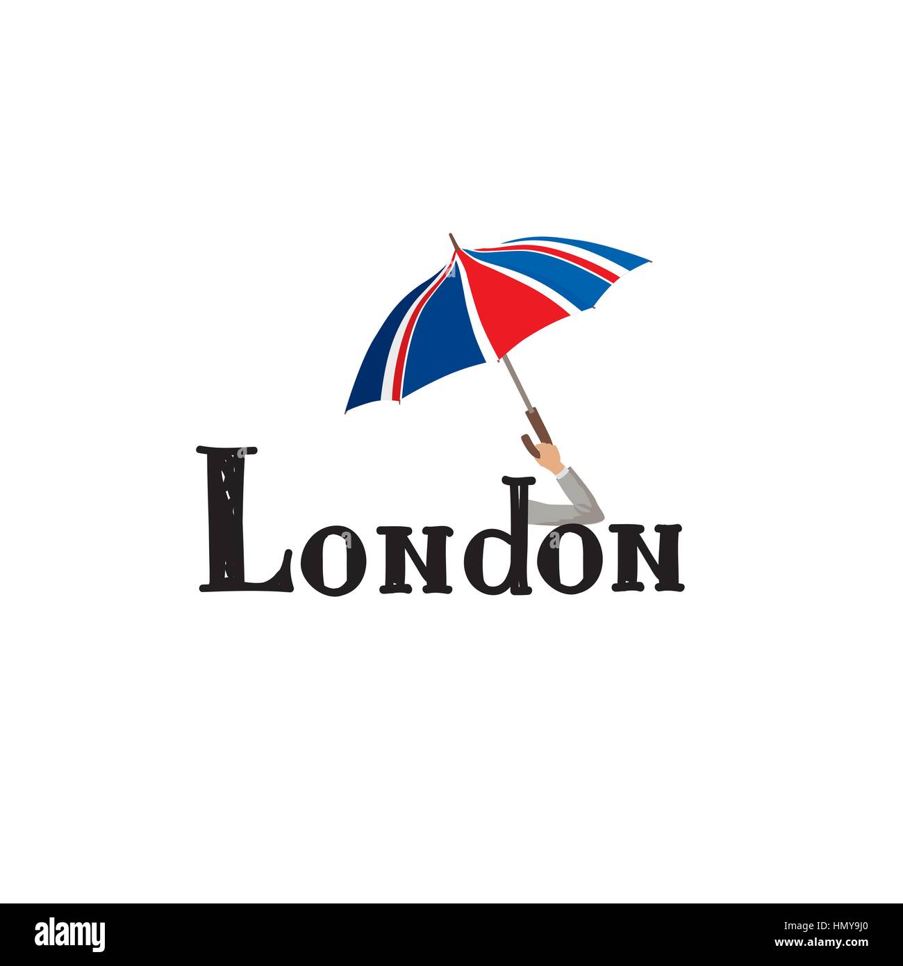 Londres part lettrage. british jack flag parapluie de couleur Illustration de Vecteur