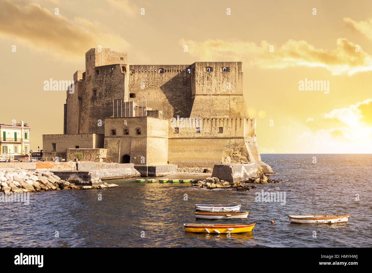 Coucher du soleil à Naples Italie Banque D'Images