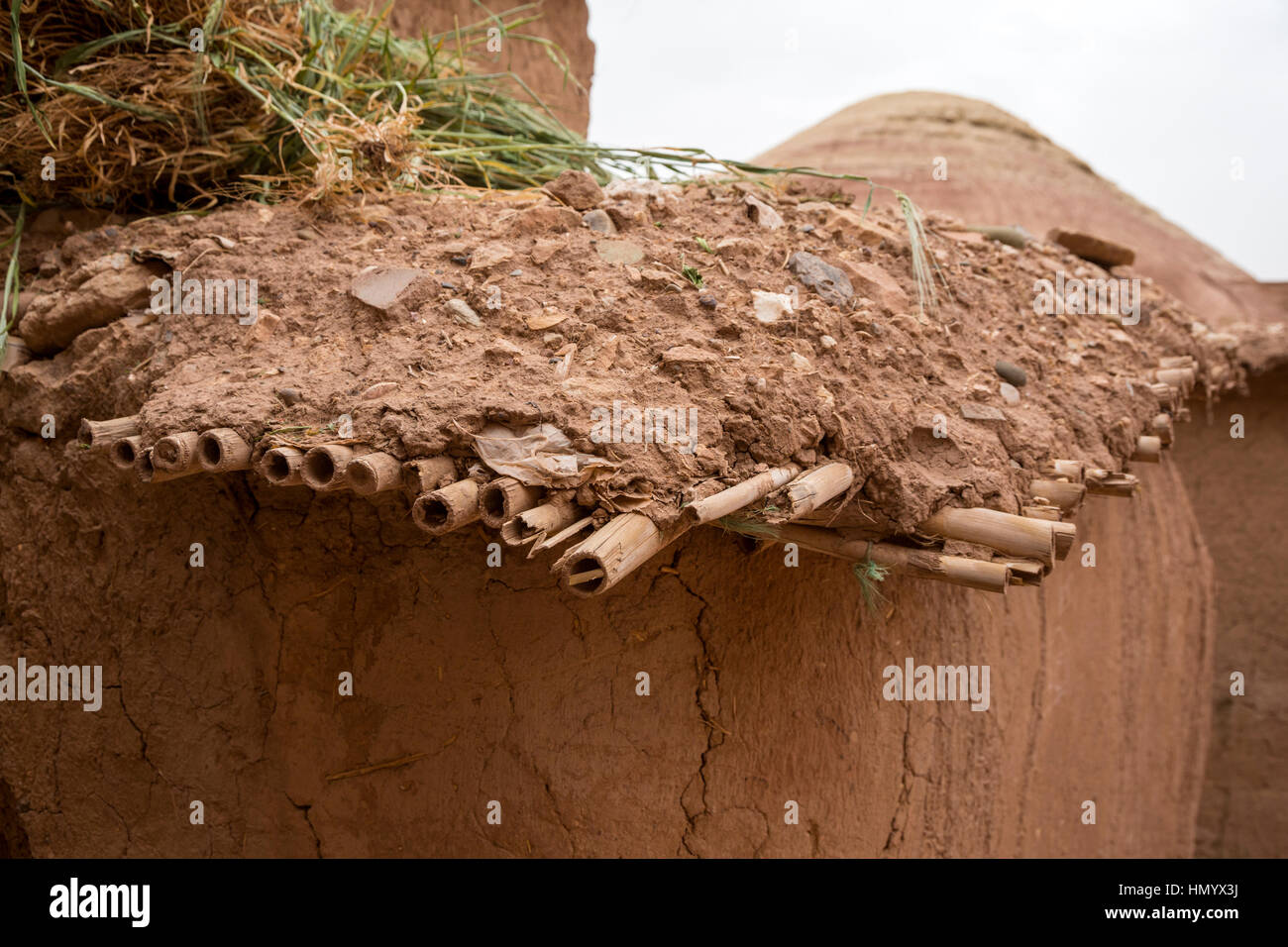 Le Maroc. Les matériaux de construction, Ksar Ait Benhaddou, un site du patrimoine mondial. Banque D'Images