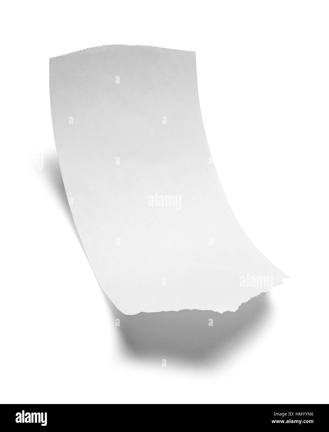 Document reçu en blanc isolé sur fond blanc. Banque D'Images