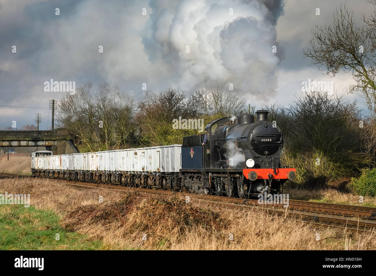 Q Classe 0-6-0 du sud n° 30543 sur la Loughborough laissant Great Central Railway, Février 2017 Banque D'Images