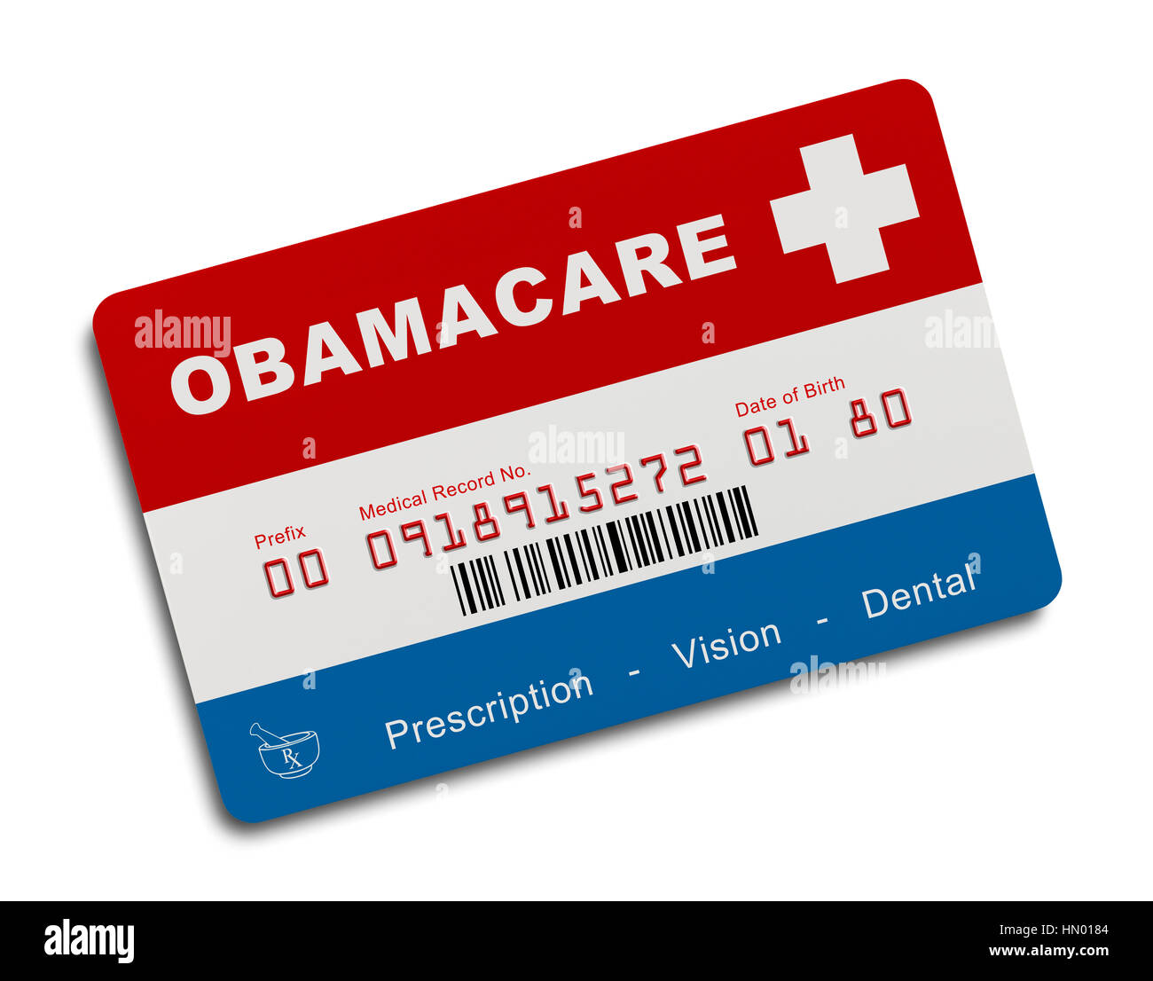 Carte d'assurance-santé Obamacare isolé sur fond blanc. Banque D'Images