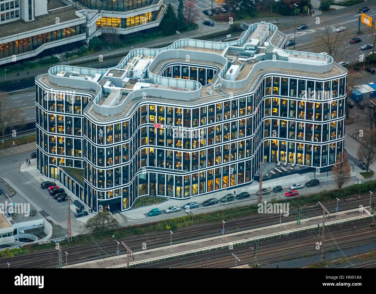 L'Administration centrale, logistique entreprise DB Schenker, immeuble de bureaux, Essen, Ruhr, Rhénanie du Nord-Westphalie, Allemagne Banque D'Images
